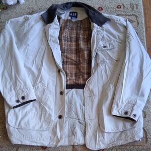 GAP Men's Light Tan Jacket with Dark Gray Details
